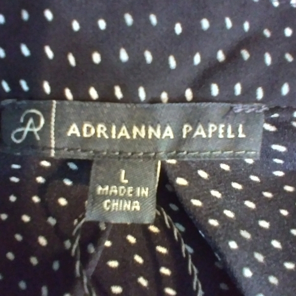 NWT Adrianna Papell Black and White Polka Dot Sleeveless Top Tie Front Size L - Picture 2 of 11
